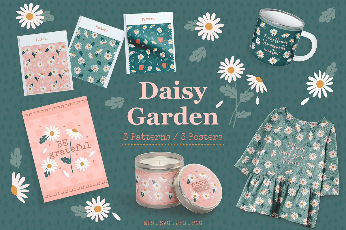 Daisy Floral Patterns & Wall Art, a Pattern Graphic by Nina Bered Illustration (Photo 1 of 4)