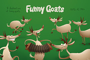 Funny Goats bundle, vector, an Animal Illustration by IvanNikulin (Thumbnail 1 of 2)