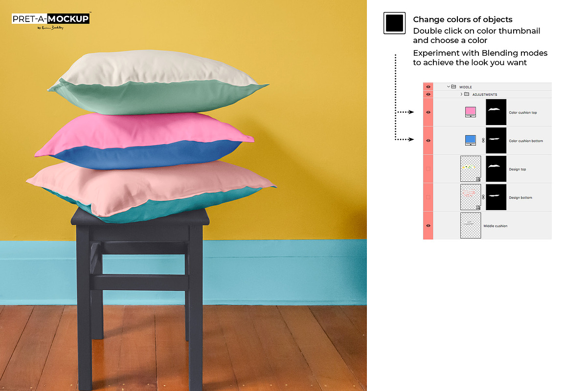 Cushions and Wall Mockup, a Household Mockup by Pret-a-Mockup (Photo 6 of 9)