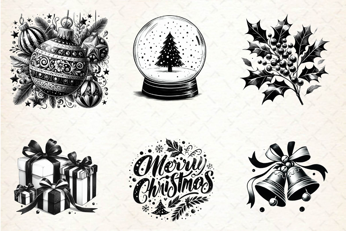 Black and White Christmas Sublimatio, an Illustration by CreationArt (Photo 2 of 5)