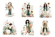Whimsical Fall Autumn Girls Clipart, a Seasonal Illustration by DreamArtGraphic (Thumbnail 4 of 5)