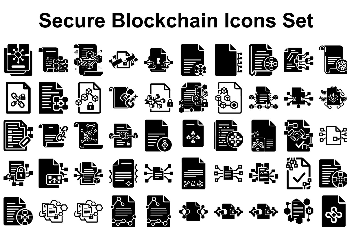 Secure Blockchain Icons Set, a Graphic by hafijul (Photo 14 of 14)