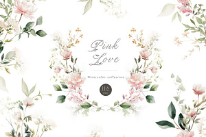 Pink Love floral clipart
