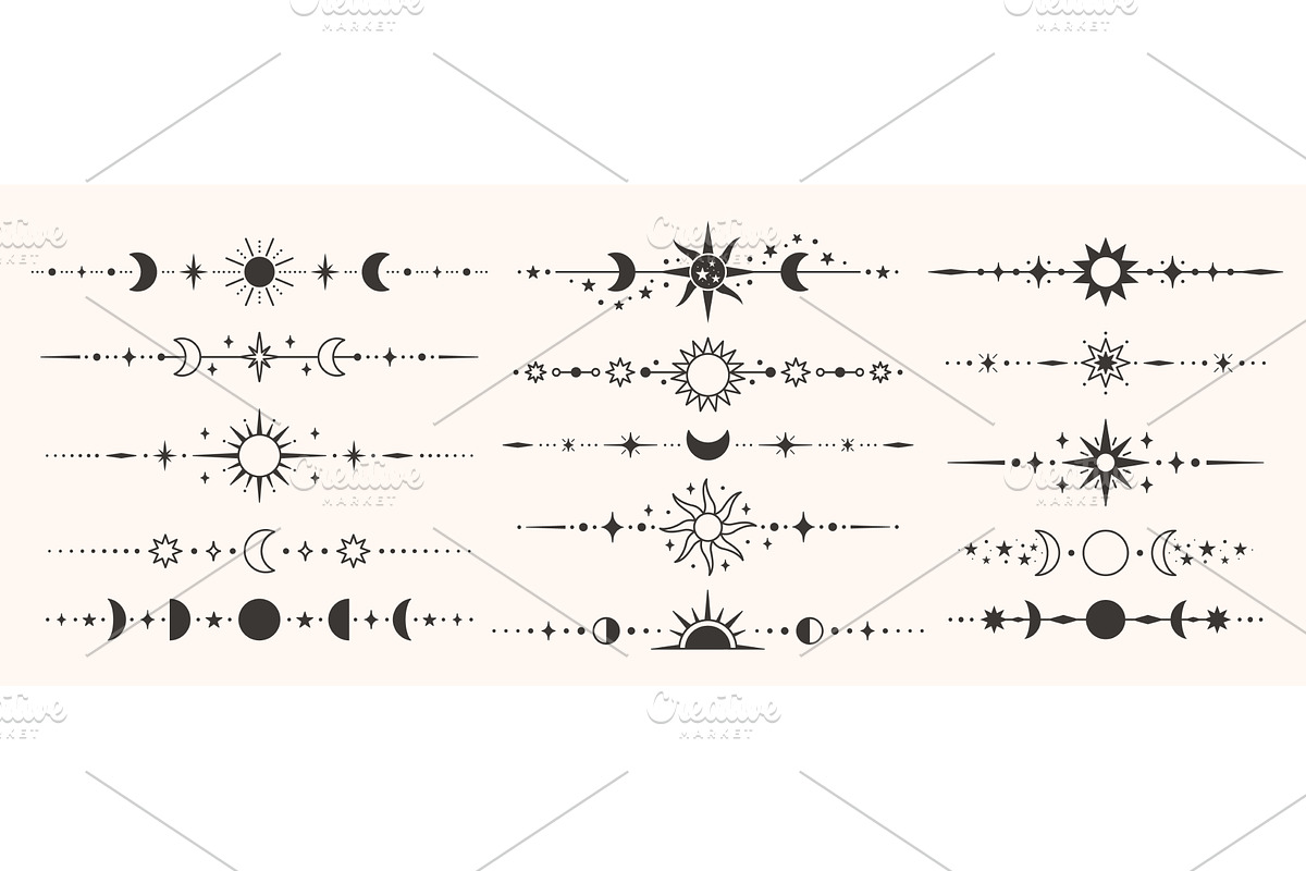 Celestial dividers with moon phases, an Illustration by winwin.art