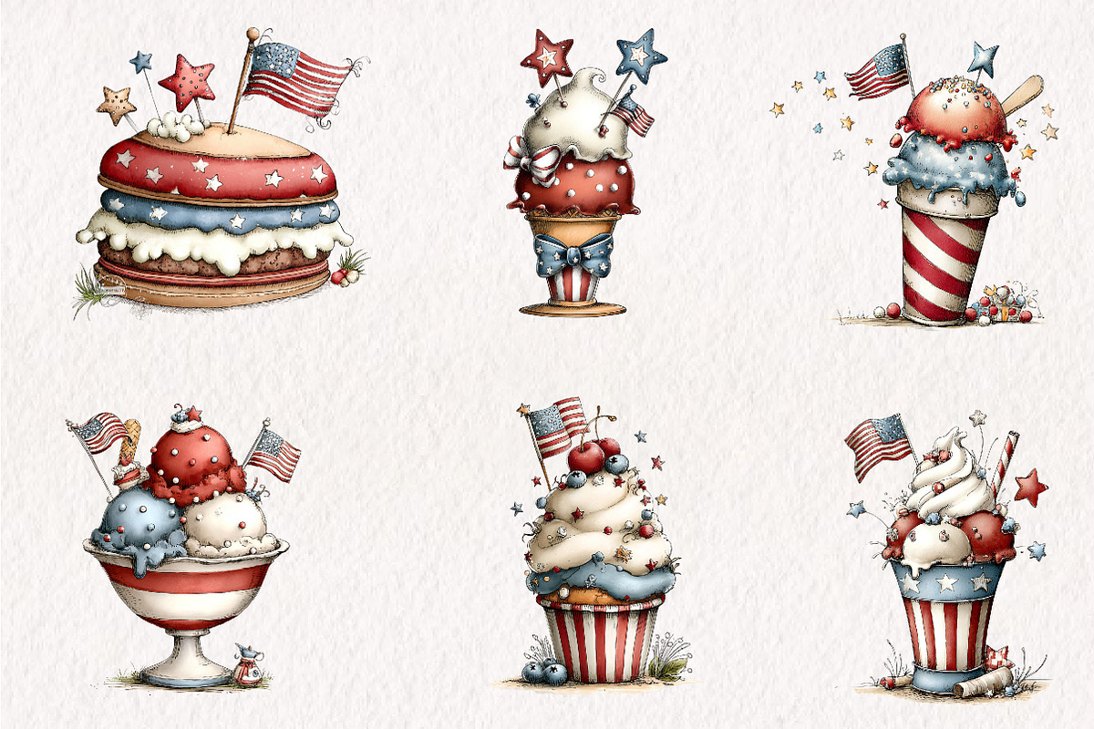 Patriotic Ice-Cream PNG Clipart, a Seasonal Illustration by CreationArt (Photo 4 of 7)