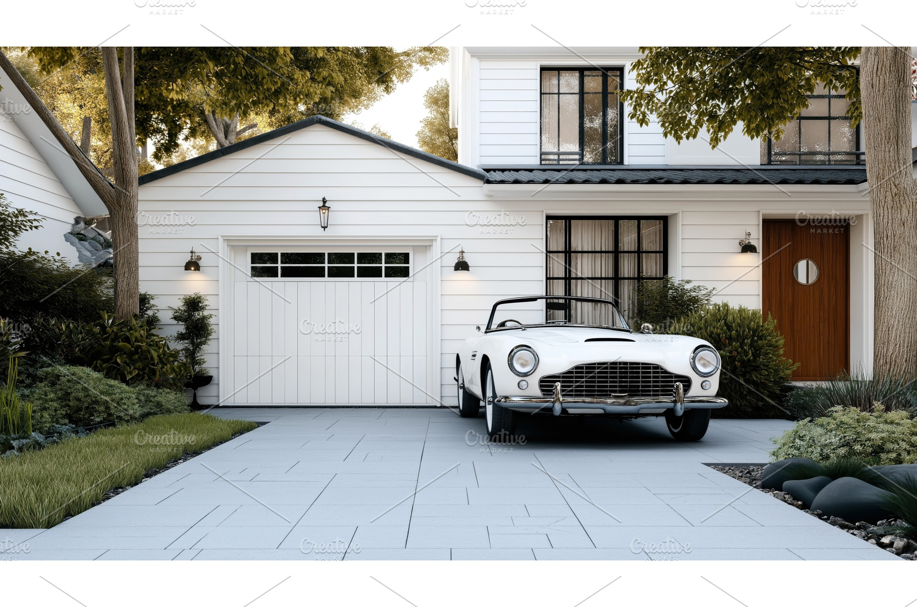 A classic vintage white convertible, an Architecture Photo by Sergey Kotenev
