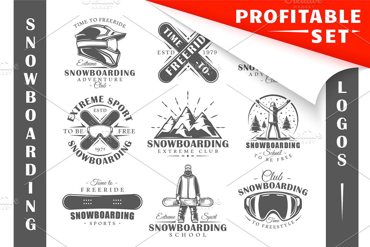 18 Snowboarding Logos Templates, a Branding & Logo Template by Art Design (Photo 1 of 26)