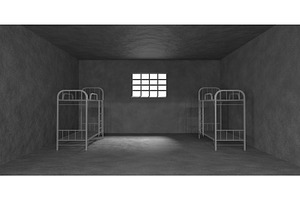 Prison Cell With Bunk Beds And Metal