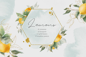 Lemons watercolor clipart