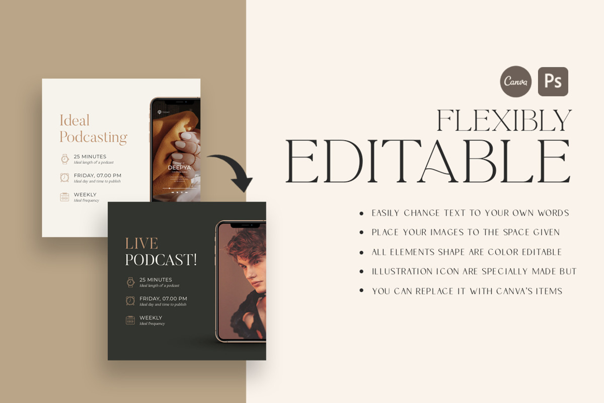 Podcast Instagram Creator CANVA PS, a Social Media Template by Eviory (Photo 14 of 20)