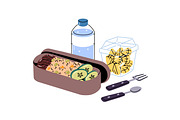 Lunchbox with food, drinks set, a Food Illustration by PaperTrident (Thumbnail 12 of 15)