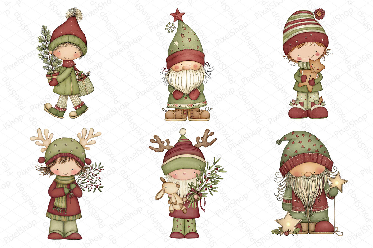 Christmas Gnome Clipart, an Illustration by DreamPrint404 (Photo 2 of 6)