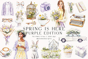 Spring Is Here. Purple Edition., a Seasonal Illustration by PeDe Designs