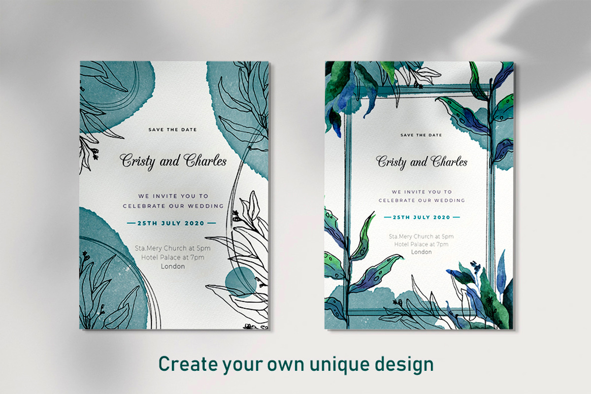 Lineart floral leaves patterns, a Texture Illustration by Dina Guiter (Photo 10 of 20)