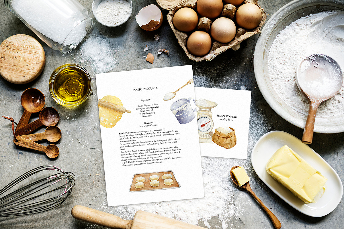 Baking. Watercolor Clipart, PNG, a Food Illustration by NiKO (Photo 3 of 10)