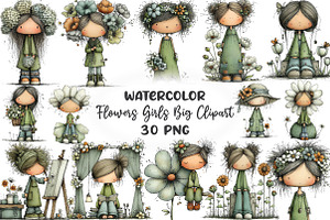 Flowers and Girls Big Clipart Bundle, an Illustration by CraftArtStudio