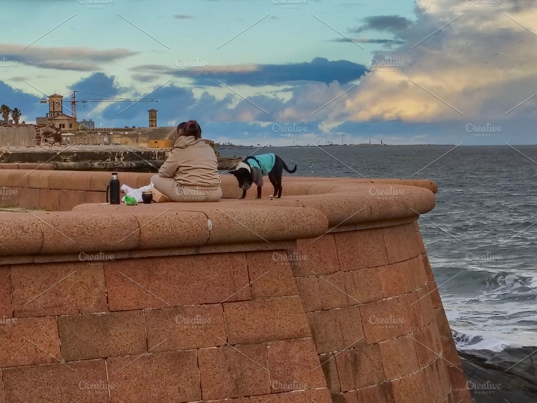 Urban coastal scene at boardwalk at la rambla de montevideo, uru, an Architecture Photo by DanFLCreativo