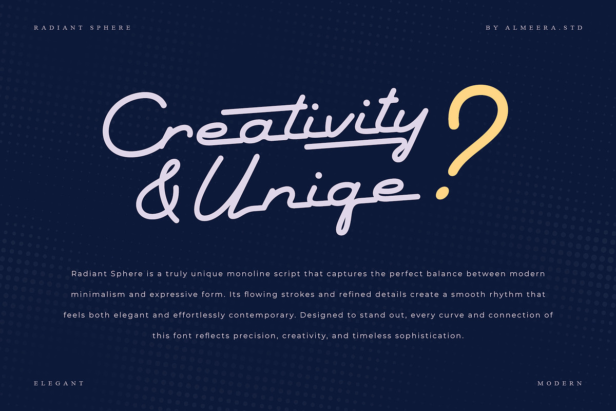 Radiant Sphere — A Monoline Script F, a Script Font by Almeera Std (Photo 5 of 10)