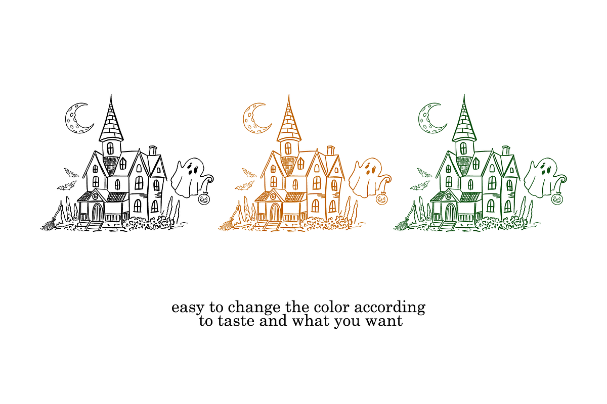 Whims Halloween Line Art, a Decorative Illustration by HunEyy (Photo 4 of 8)