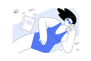Chill by the sea isolated cartoon, a Person Illustration by Visual Generation