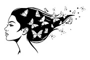 Woman Butterfly Hair Silhouette, an Object Illustration by yasushie (Thumbnail 12 of 31)