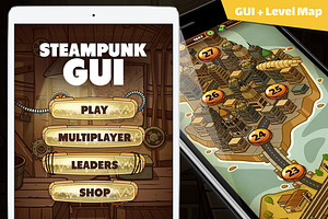 Steampunk GUI with Level Map
