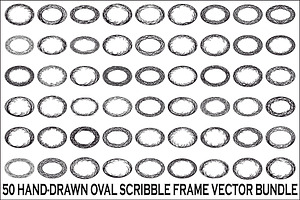 Hand Drawn Oval Scribble Frames, an Illustration by Gfx_Store