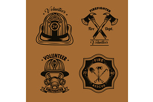 firefighter badges icons, an Object Illustration by studiogstock