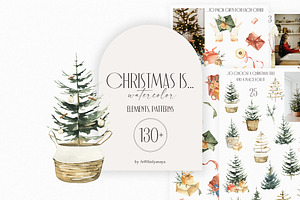 Watercolor Christmas is...clipart.