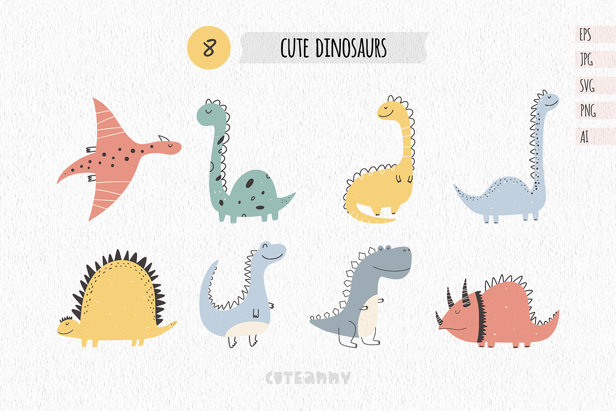 Cute Dinosaur clipart & ABC, an Object Graphic by Cuteanny Design (Photo 3 of 5)