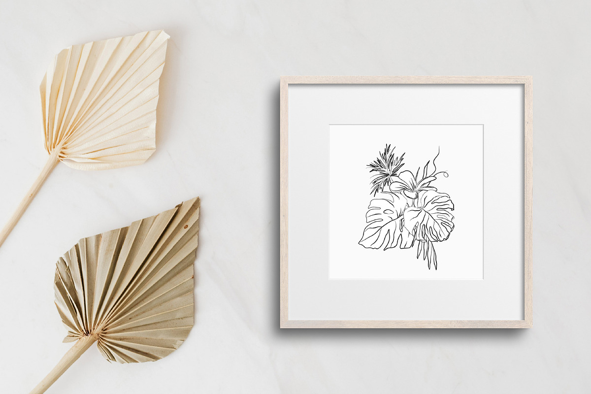 Line Art Tropical Flowers & Leaves, a Decorative Illustration by La Petite Line Art (Photo 11 of 12)