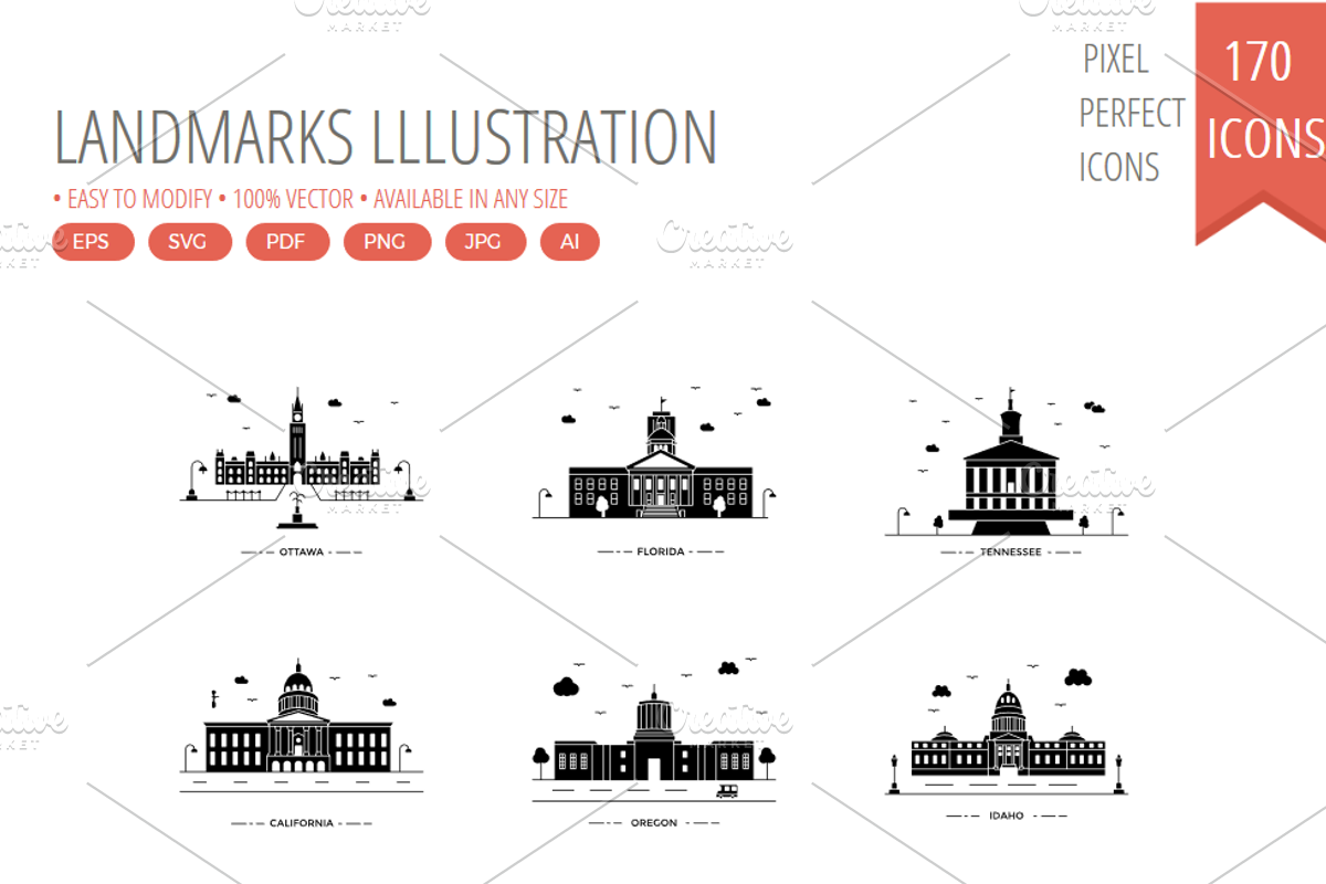 Landmarks lllustration Material icon, an Icon by Dinosoftlabs (Photo 1 of 2)