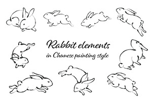 Rabbit elements in Chinese style.