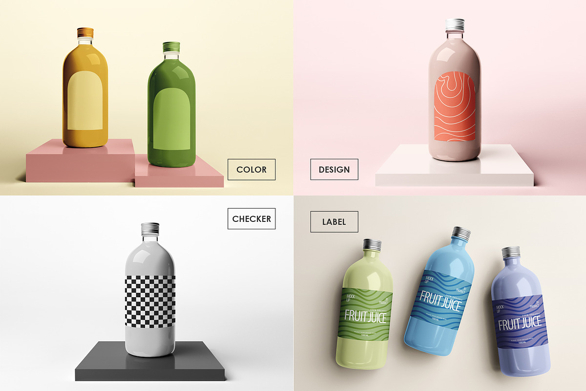 1-Liter Glass Bottle Mockup Set, a Cups & Container Mockup by Mirachma Project (Photo 9 of 9)