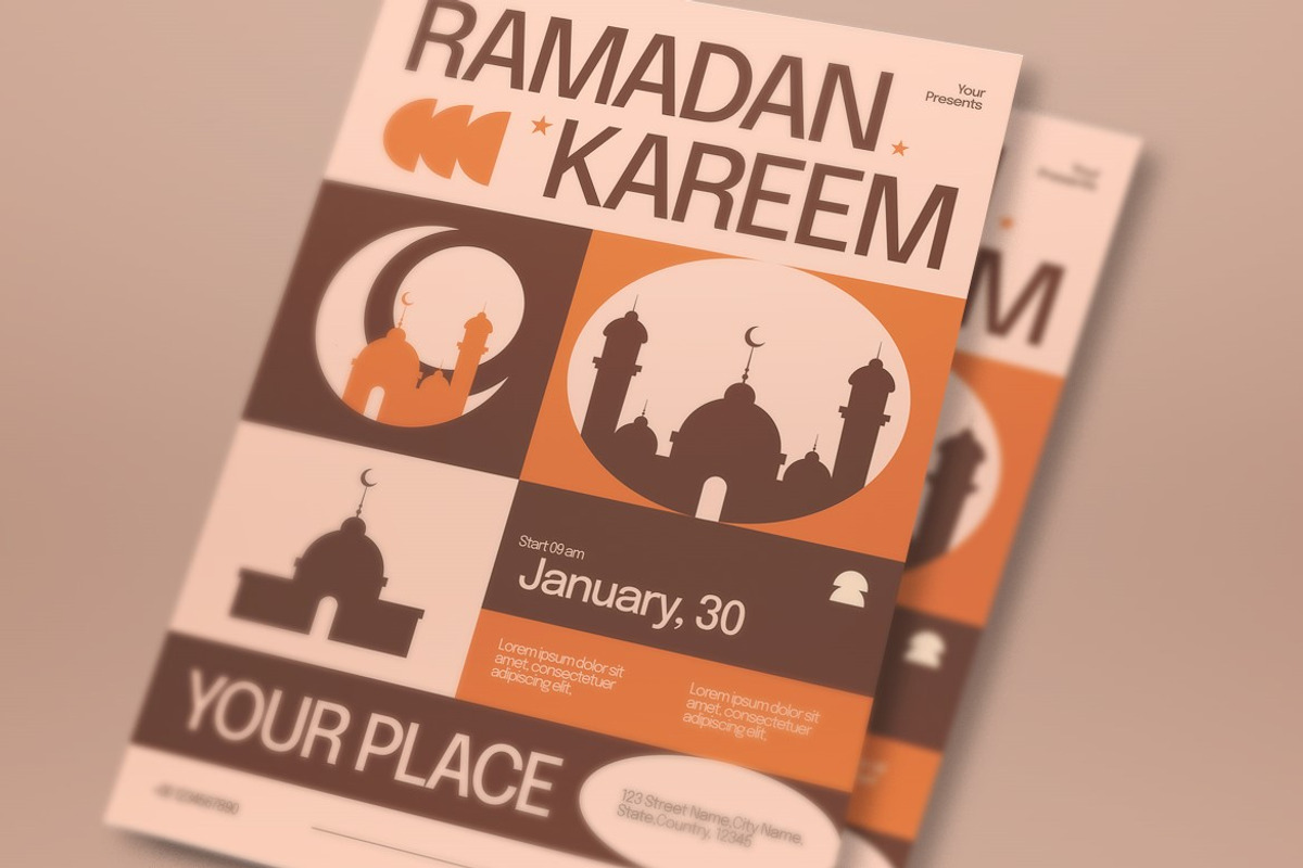 Cream Ramadan Kareem Flyer Set, a Flyer Template by graphicook (Photo 4 of 6)