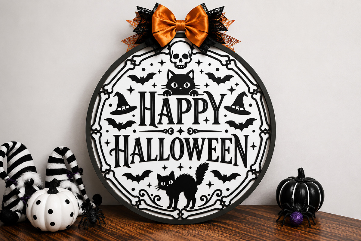 Halloween Round Sign SVG Design, a Seasonal Illustration by Rose Art (Photo 4 of 4)