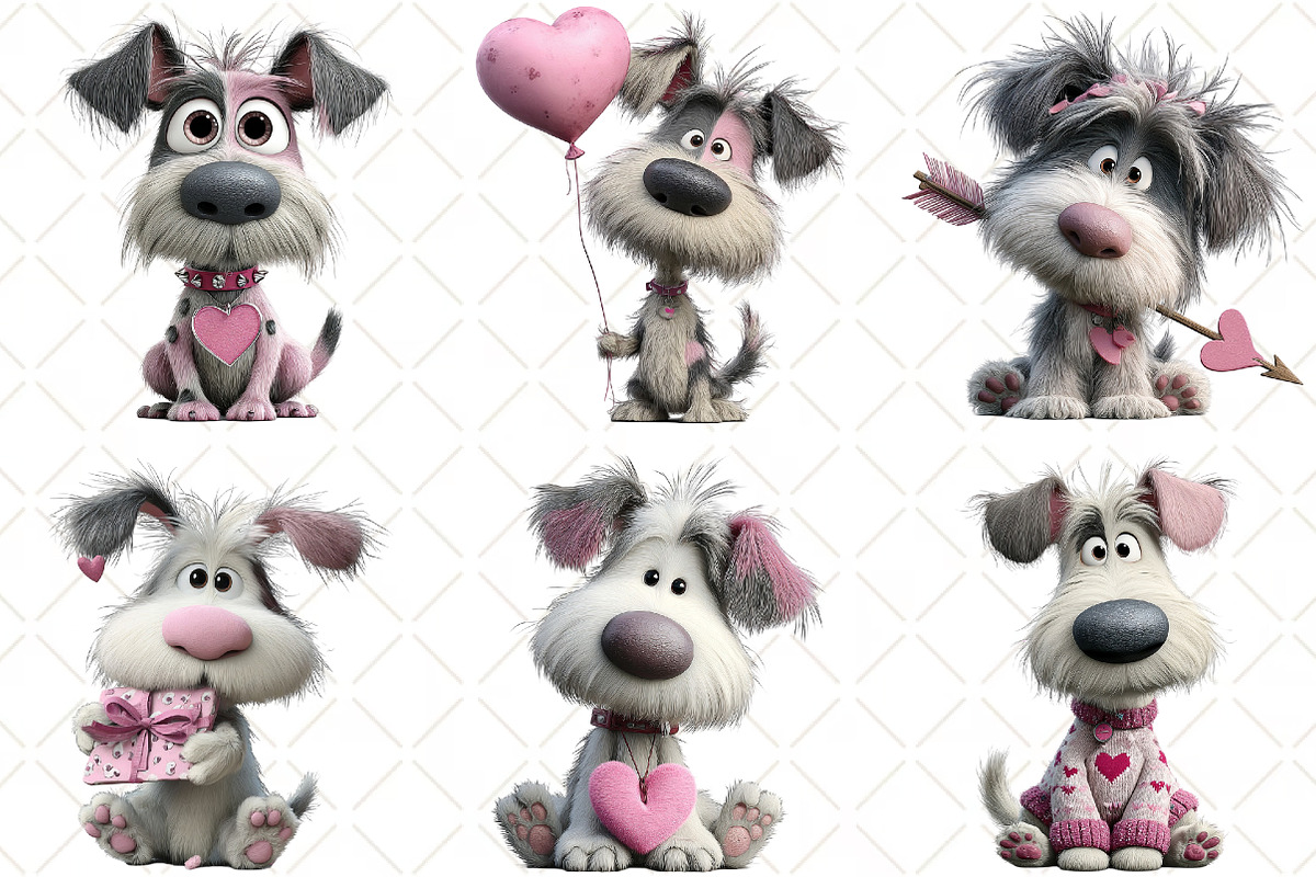 Whimsical Valentine Dog Clipart, an Illustration by Black Bird Studio (Photo 5 of 6)