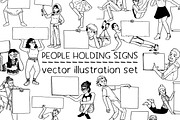People holding signs - vector, a Person Illustration by Renée from Studio neetje (Thumbnail 1 of 4)