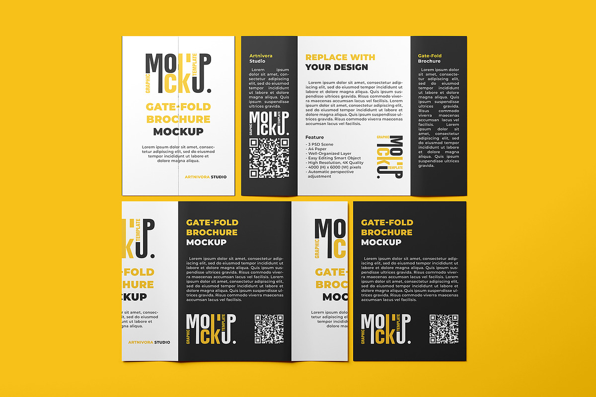 Gate-Fold Brochure Mockup Sets, an Advertising Mockup by Artnivora.Std (Photo 2 of 4)