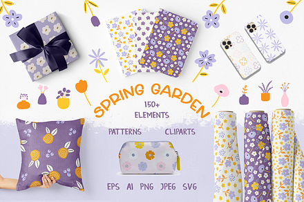 Spring Garden - Patterns and Clipart