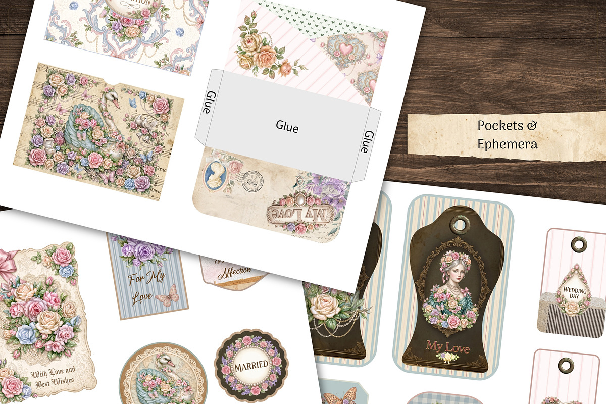Shabby Chic Floral Junk Journal Kit, a Decorative Illustration by Print Haven Mochi Vintage (Photo 5 of 8)