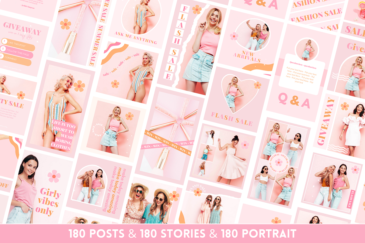 Peach Pink Instagram Templates, a Social Media Template by SunshineStudioBoutique (Photo 5 of 12)