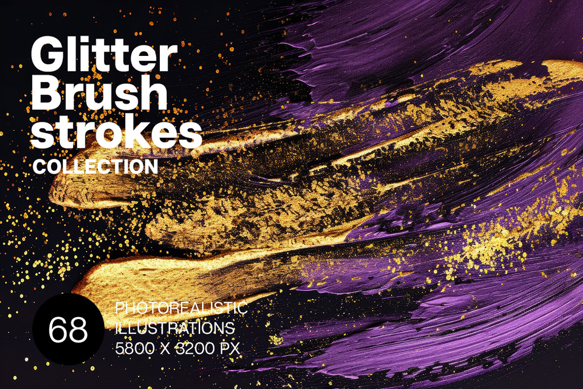 Glitter Brush strokes. 68 images, a Decorative Illustration by Handmadefont (Photo 1 of 14)