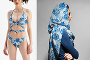 Blue Watercolor Floral Geo Pattern, a Pattern Graphic by Gullenda (Thumbnail 6 of 6)