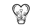 Cute Bunny Love Silhouette Icons, an Illustration by Creativeshirt (Thumbnail 32 of 51)
