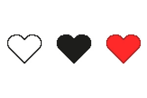 Pixel Art Heart Icon Set, an Object Illustration by Gentle Studio
