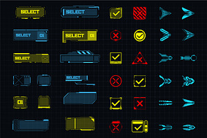 Sci-fi Futuristic CyberPunk UI Set