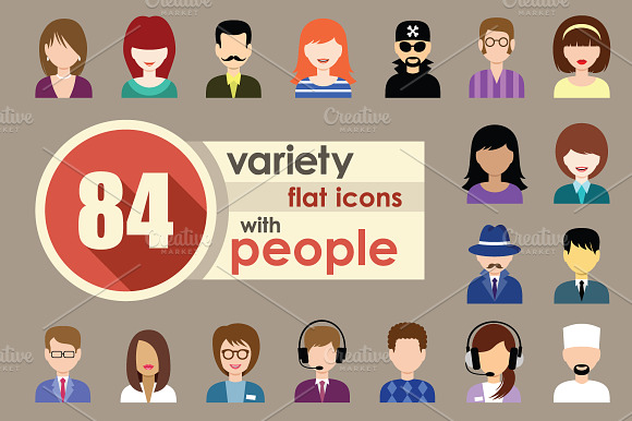 Flat Icons With People preview 6