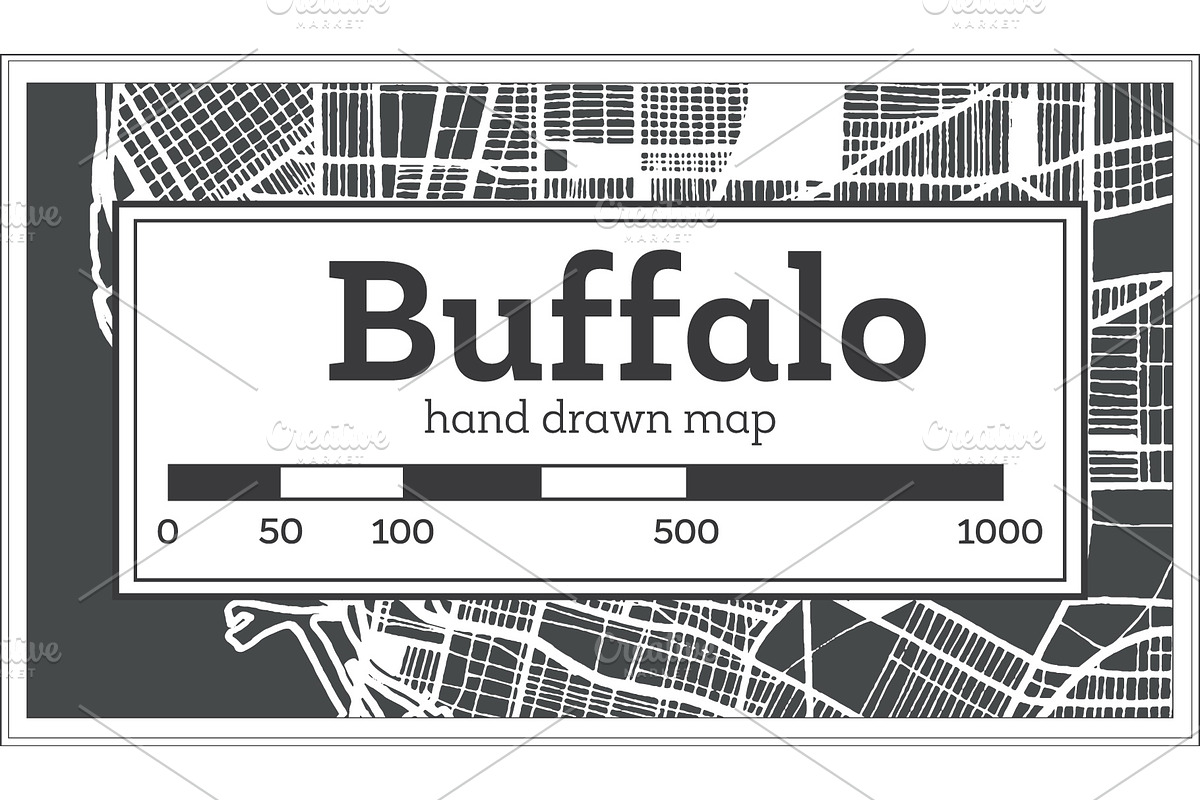 Buffalo USA City Map in Retro Style., a Transportation Illustration by Booblgum (Photo 1 of 8)