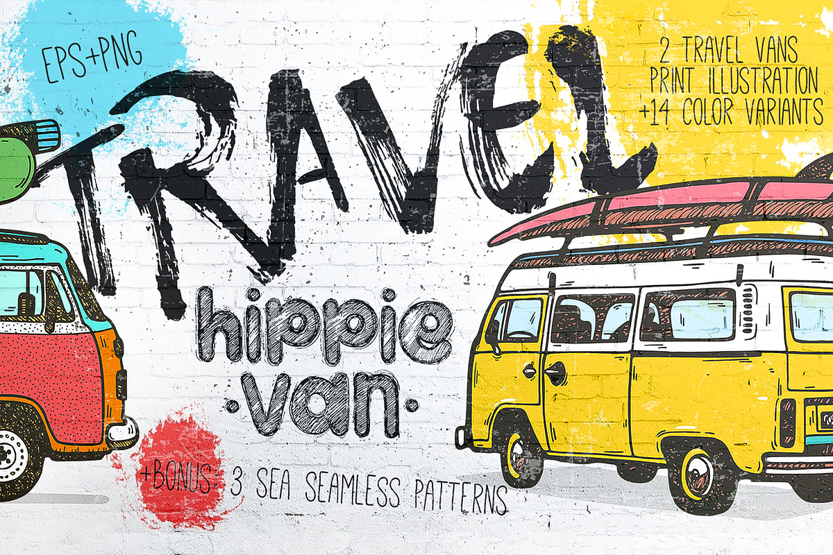 Vintage Hippie Van Print design, an Education Illustration by Krapio (Photo 1 of 4)